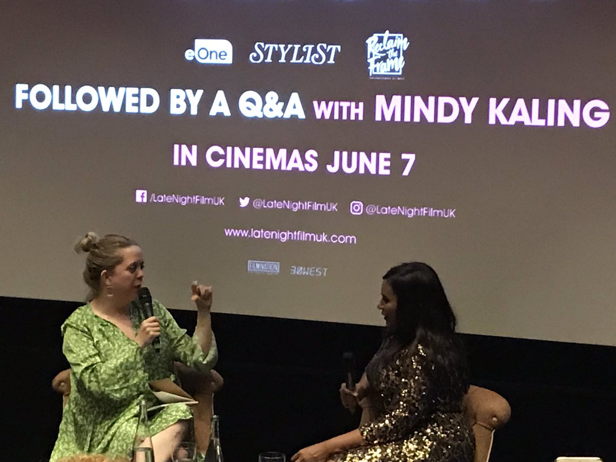 funnywomen's tweet photo. Such a great movie! How great it is to have a movie with two female leads and a message for the importance of diversity in writers rooms (or indeed any workplace) for a better product, rounded with different perspectives! @LateNightFilmUK https://t.co/JuqVvhTpr3