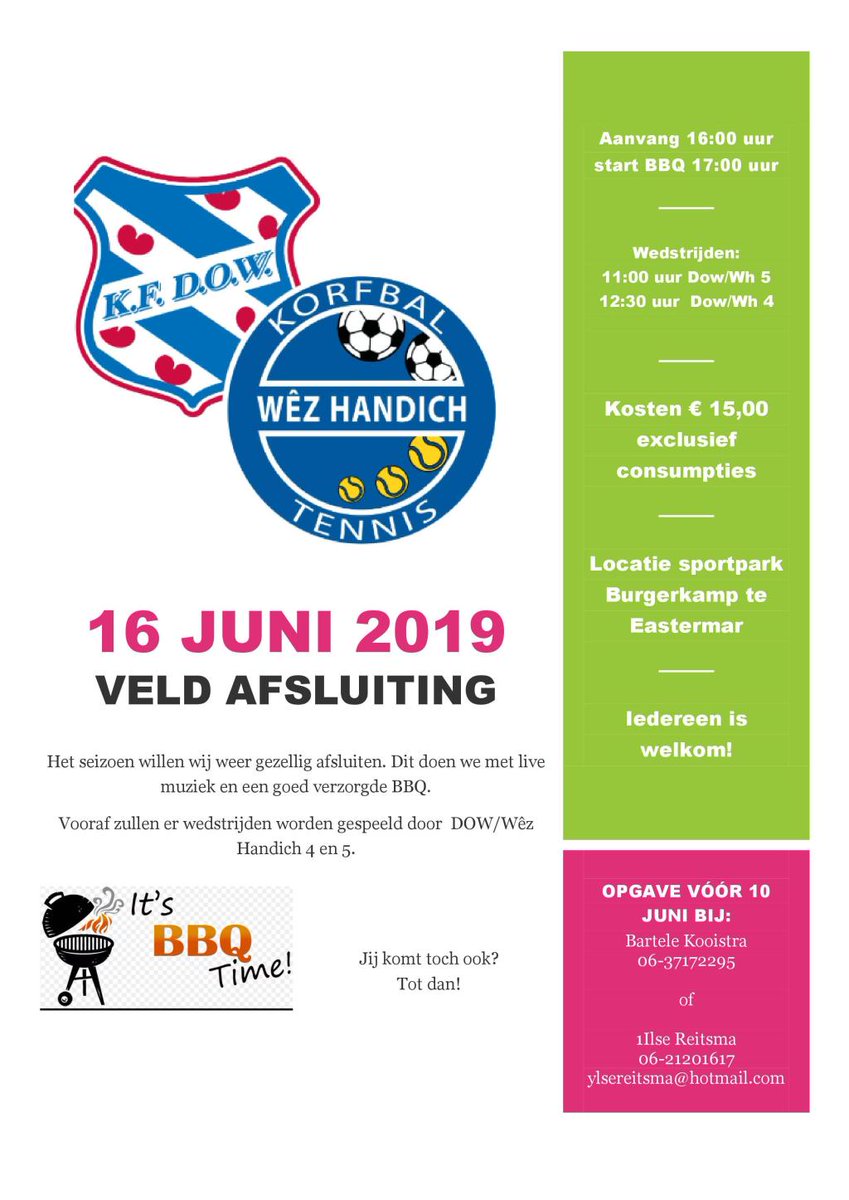 Veld competitie afsluiting 16 juni kv-dow.nl/veld-competiti…
