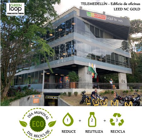 Green Loop (@greenloopltda) on Twitter photo Uno de los mayores retos para Green Loop es maximizar el reciclaje de residuos generados en nuestros proyectos. Hoy, en el #DíaMundialdelReciclaje, queremos recordar el proyecto del edificio de <a href="/Telemedellin/">Telemedellín</a> , en el cual se reutilizaron el 98% de los residuos generados. Uno de los mayores retos para Green Loop es maximizar el reciclaje de residuos generados en nuestros proyectos. Hoy, en el #DíaMundialdelReciclaje, queremos recordar el proyecto del edificio de <a href="/Telemedellin/">Telemedellín</a> , en el cual se reutilizaron el 98% de los residuos generados.