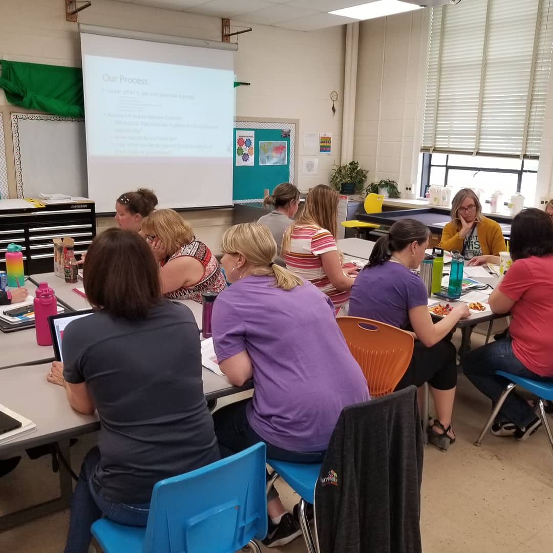 KLA teachers are excited to have an opportunity to collaborate again! Today they are clarifying our Model of Instruction defining what does leadership integration look like in all classrooms.