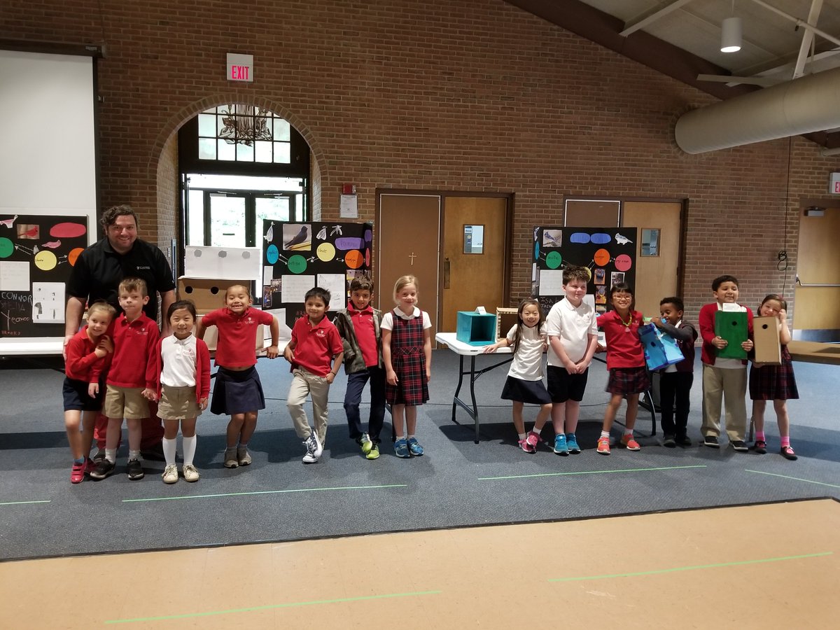 J0rdanLove's tweet photo. Using the design thinking process, in addition to peer critique and multiple iterations, K students researched four different species of local birds. Students practiced public speaking skills, compiled research on display boards, and presented prototypes and completed birdhouses. https://t.co/iQKAplUNjr