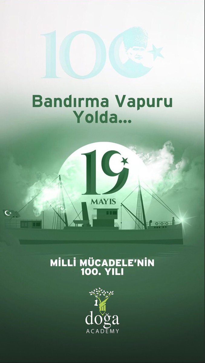 Ulu Önder Gazi Mustafa Kemal Atatürk, Kurtuluş Mücadelesini başlatmak için Samsun'a gitmek üzere Bandırma Vapuru ile İstanbul'dan ayrıldı...

Milli Mücadelenin 100. yılında saygı ve minnetle...
#MustafaKemalAtatürk #19Mayıs #DogaAcademy <a href="/DogaOkullari/">Doğa Koleji</a>