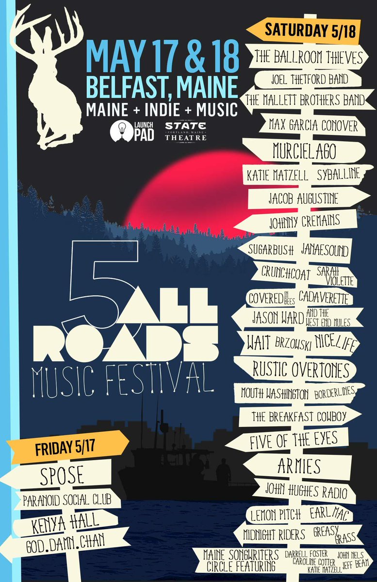 PDankLLC's tweet image. JUST A REMINDER: Spose &amp;amp; @SarahVioletteM both play this weekend at the @allroadsfest in Belfast, Maine! Tickets at allroadsmusicfest.org

Spose - Friday (today!) 9:00 pm
Sarah Violette - Saturday 6:30 pm