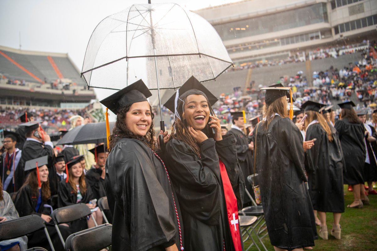 virginia_tech's tweet photo. Congratulations, #VT19! 🙌 👏 You did it...drenched and in trash bags...but YOU DID IT, NONETHELESS. 😭 🎉 #HokieGrad #HokieGlad https://t.co/g9pWEeUBe1