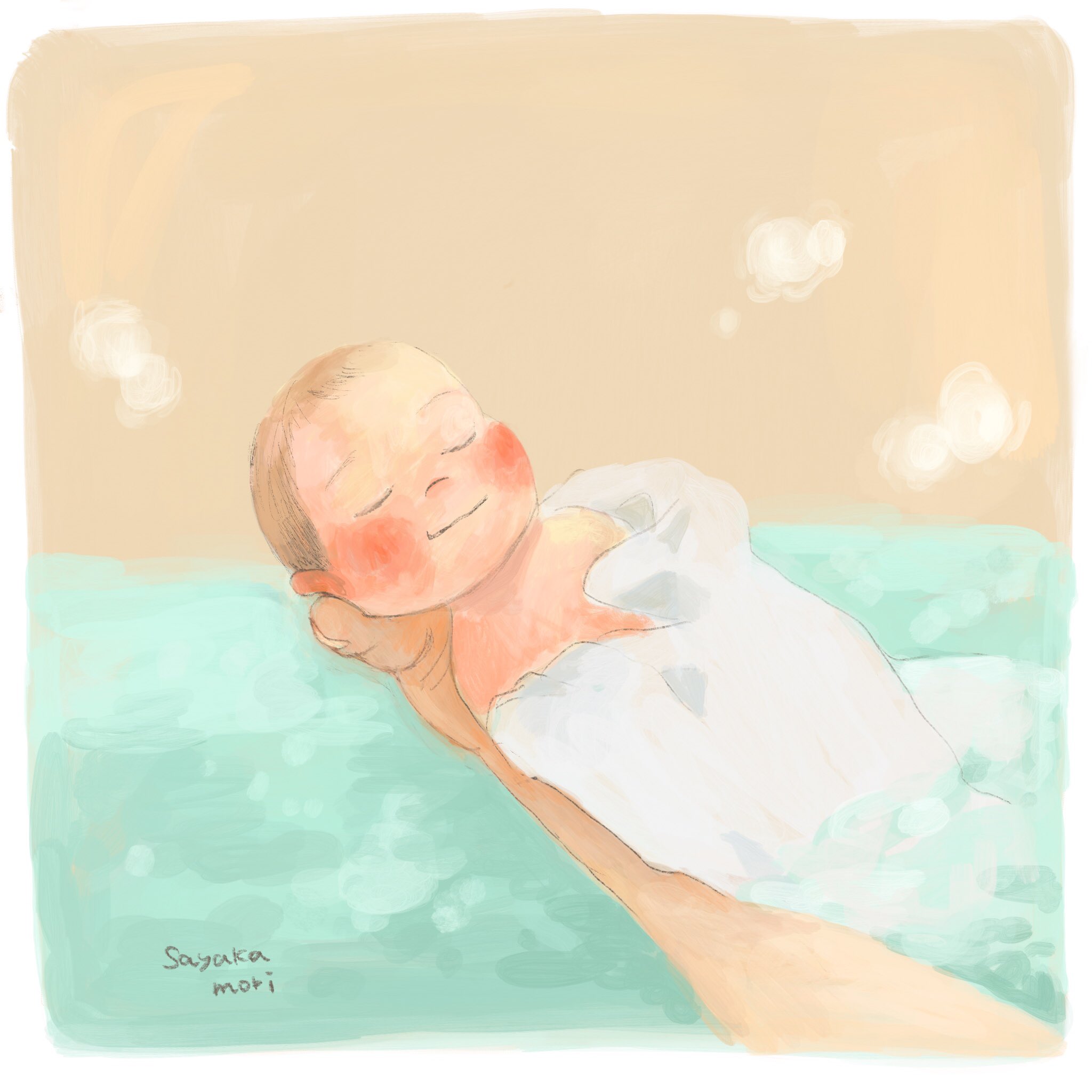 森さやか イラストレーター 沐浴 湯船につかった瞬間の気持ち良さそうな顔 育児イラスト T Co Khecv3ttns Twitter