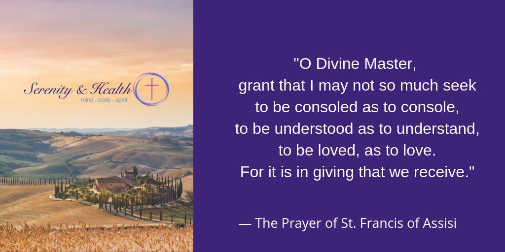 DonnaChacko's tweet photo. So much of our health depends on how we manage stress. To find peace, we must offer peace. #FaithFriday #StFrancis #Doctoryourself #peace #mindbodyspirit https://t.co/ZfqH3EAZp7