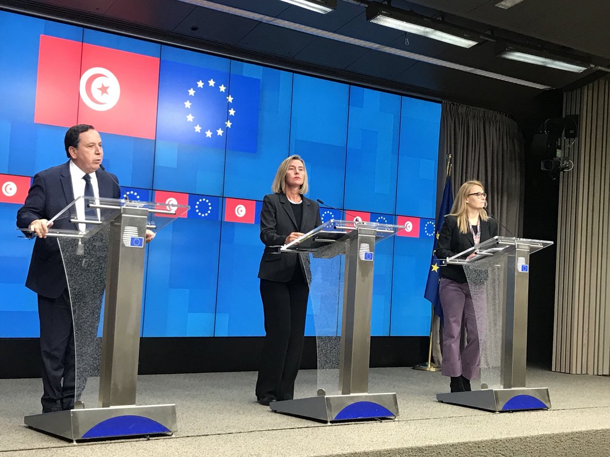 MfaTunisia's tweet photo. The #15th_session of the #EU_Tunisia_Association_Council was held in #Brussels on 17 May 2019: Co-chaired by Ms. #Federica_Mogherini, High Representative of the #European_Union for Foreign Affairs and Policy Security and by Mr. #Khemaies_Jhinaoui, MFA of #Tunisia 🇹🇳🇪🇺 https://t.co/zL1wSQ4VSy
