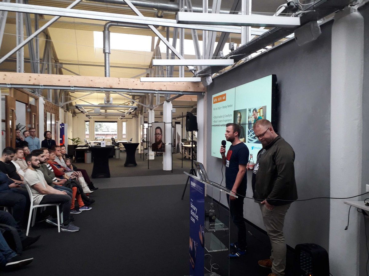 BinaryDistrict's tweet image. #Pentesting is one of the best ways to highlight flaws and vulnerabilities in a system, but it’s an unpredictable job. Here’s @wesleyneelen and @rikvduijn getting ready to share the good, bad and the ugly of life as a pentester #HackersHandshake #HHmeetup