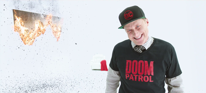RoomPatrol's tweet photo. We're back! We got trapped in the #Nobodyverse with this lunatic.  What's up, Doomies?  #DoomPatrol #DoomFriday https://t.co/WPlkw4ytdt