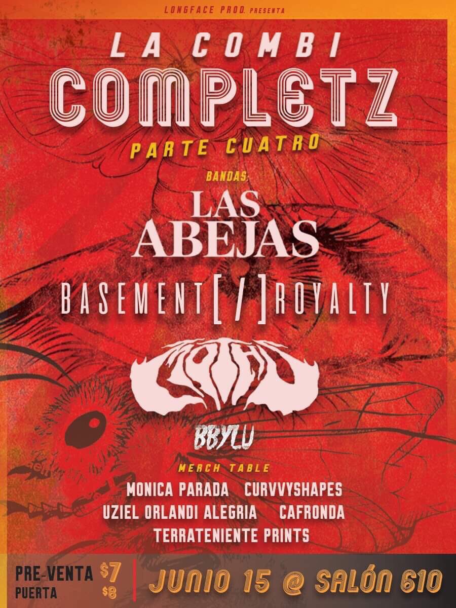 Buenas tardes. Aquí nuestra próxima presentación en #LaCombiCompletz4 junto a <a href="/basementroyalty/">[ / ]</a> <a href="/moths_pr/">MOTHS</a> y <a href="/bbylure/">🕷lu rei🕷</a> en <a href="/salon610/">Salon 610</a> .
Artistas Invitados:
@monicaaahh / @cvvyshpz / @cafrondapr / @uzielesteban / @terratenienteprints 
Preventa (Detalles Pronto): $7
Entrada: $8
