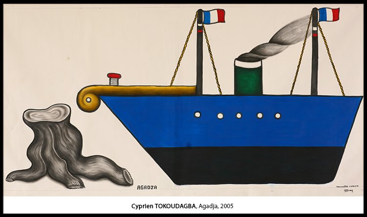 FondationZinsou's tweet photo. Partez à la découverte des #emblèmes des #rois du #Dahomey avec l’#artiste béninois #CyprienTokoudagba
#Agadja par exemple fut celui qui étendit le Royaume jusqu’à la mer et le premier à pratiquer le commerce triangulaire dans son pays.
#ExploreMW #MuseumWeek #Tegbessou #Glele https://t.co/rATseDRDiK