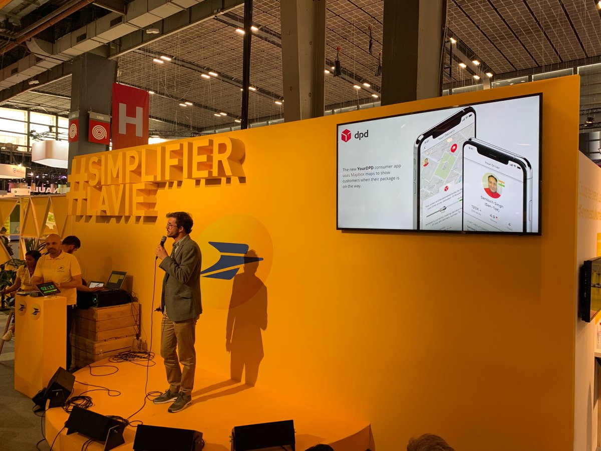 Mapbox's tweet image. Dynamic end-to-end solutions for last mile: Today on stage at #VivaTech, Mapbox Product Manager for Navigation @coxchapman shared @DPD_UK platform connecting drivers with routing optimized in real-time, and consumers with live delivery updates. #SimplifierLaVie