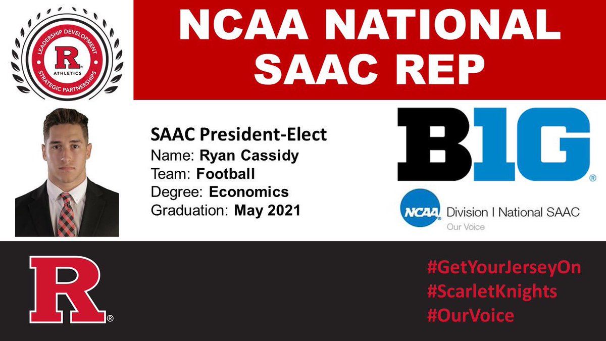 🚨 MAKING HISTORY 🚨
Ryan Cassidy, @RFootball , is the 2nd student-athlete in the history of @RUAthletics appointed to the @NCAA Division I Student-Athlete Advisory Committee!
1st ever representing the Big Ten Conference!
#GetYourJerseyOn #ScarletKnights #OurVoice #B1G