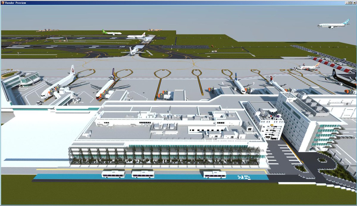 マイクラで作る未来の福岡空港をモデルにした国際空港作り