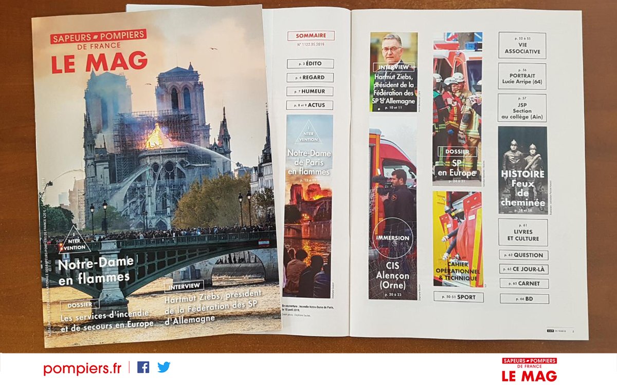 PompiersFR's tweet photo. #VendrediLecture | C'était il y a un peu plus d'un mois. Le soir du 15 avril, la toiture de la cathédrale #NotreDame de #Paris s'embrasait... Retour sur une nuit de mobilisation intense pour près de 400 sapeurs-#pompiers, dans votre #SPmag de mai et sur ➡️https://t.co/NZk74mZ1TE https://t.co/kvTBuAxMFo