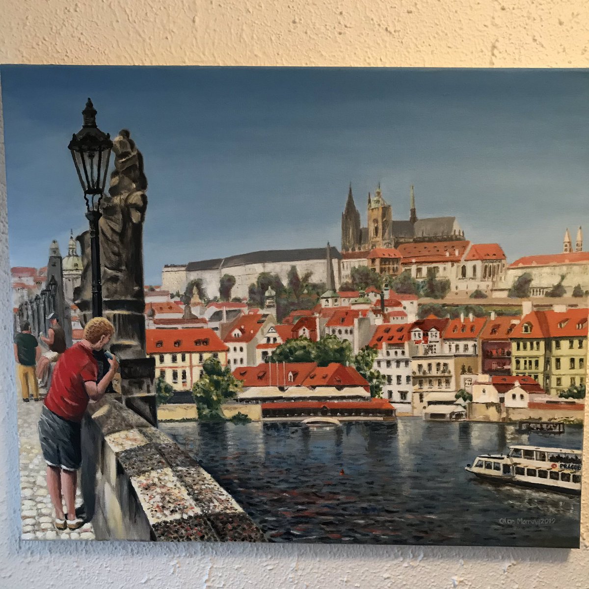 My talented dad did it again. The Charles Brodge Prague. 50 hours of work. #prague #thecharlesbridge #art #oilpainting