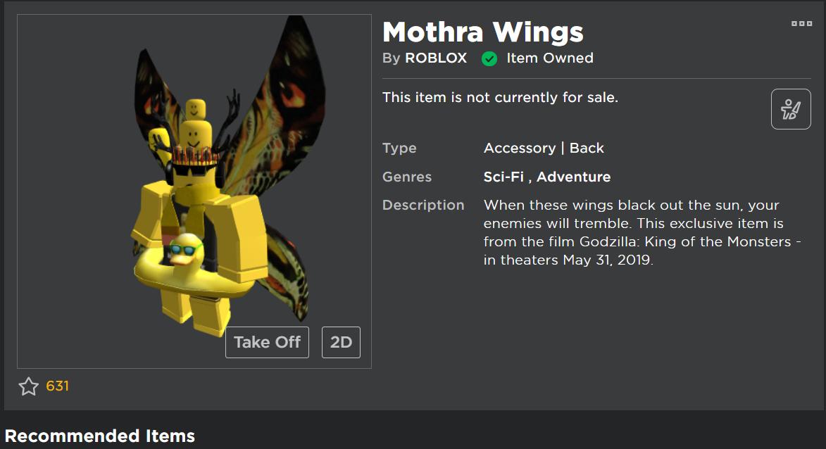 Headstackk On Twitter But Hey These Wings Look Pretty Cool For Free Right Promocode Mothraunleashed Https T Co L0xjllyecg - how to get the mothra wings in roblox