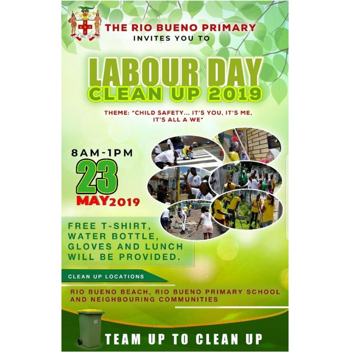 nuhduttyupja's tweet photo. Volunteer and join Rio Bueno on Labour Day! They're a part of the Nuh Dutty Up Jamaica Cleanup Network! #signuptocleanup #nuhduttyupjamaica #cleanupnetwork https://t.co/X54b4RfWEV
