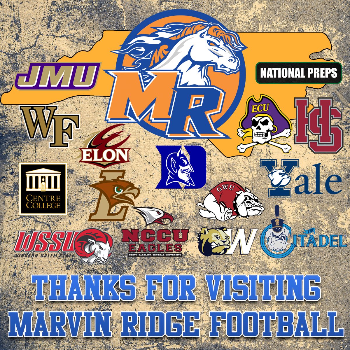 What a week it was for Maverick football🏈🏈 We had over 15 colleges come evaluate our players💪💪 We would like to give a shoutout to @NPCoachJeff for coming to out to Prospect Day👏🏻👏🏻👏🏻