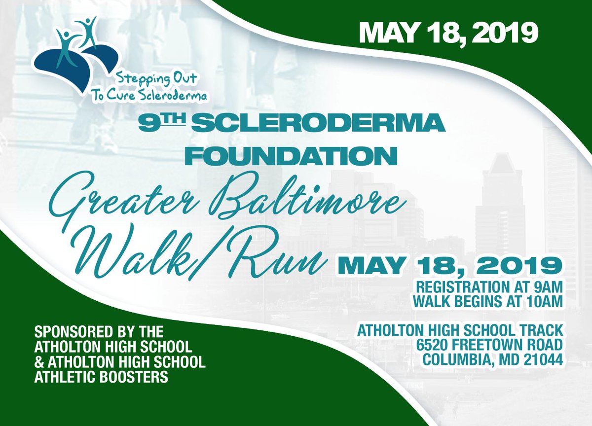 ONLINE REGISTRATION CLOSES AT 5PM TODAY FOR THE COLUMBIA, MD WALK!
Register now at scleroderma.org/steppingoutbal…

You can register onsite on 5/18 at 9am at Atholton High School in Columbia, MD. Looking forward to seeing you tomorrow! Help us raise funds for #scleroderma research!