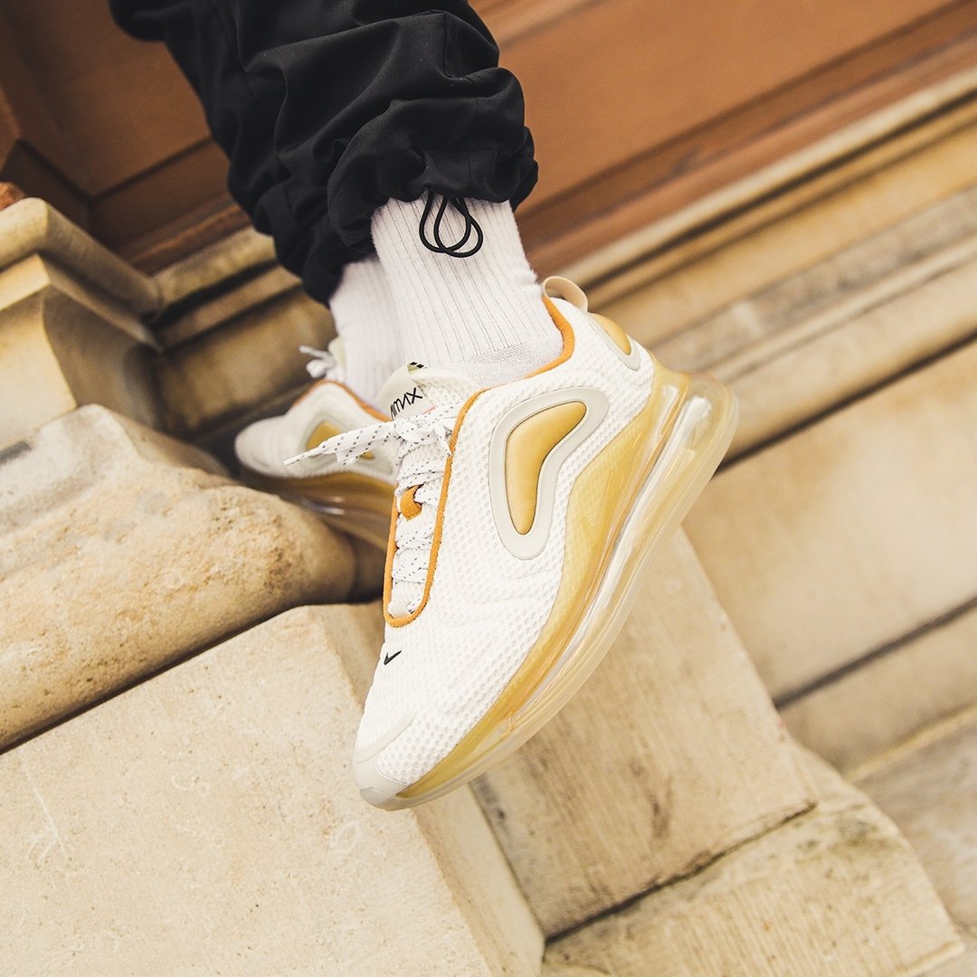 London on "Nike Air Max 720 'White/Pale Vanilla' | Available in-store and online. Sizes range from UK6 - UK12 (including half sizes), priced at £155. Shop Now: https://t.co/4XIhuJcjTn #Footpatrol #TEAMFP #