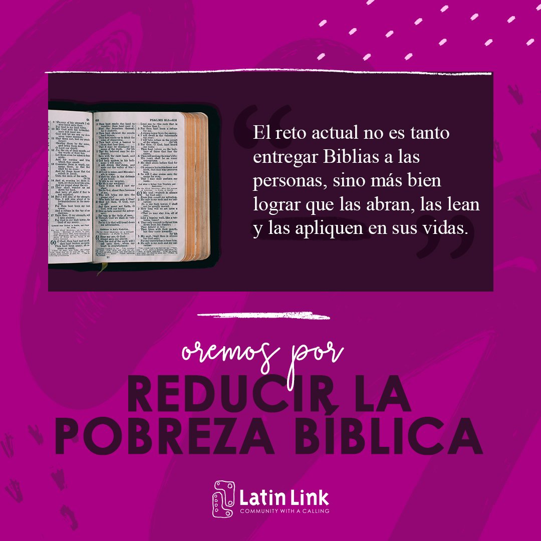 LatinLinkInter's tweet image. ¡Hoy oramos por reducir la pobreza Biblica!¿quisieras acompañarnos en oración? Click el siguiente link: bit.ly/2QeSJw8

Today we pray for reducing Bible poverty!  Would you like to join in prayer?
Click the following link: bit.ly/2Eeib00