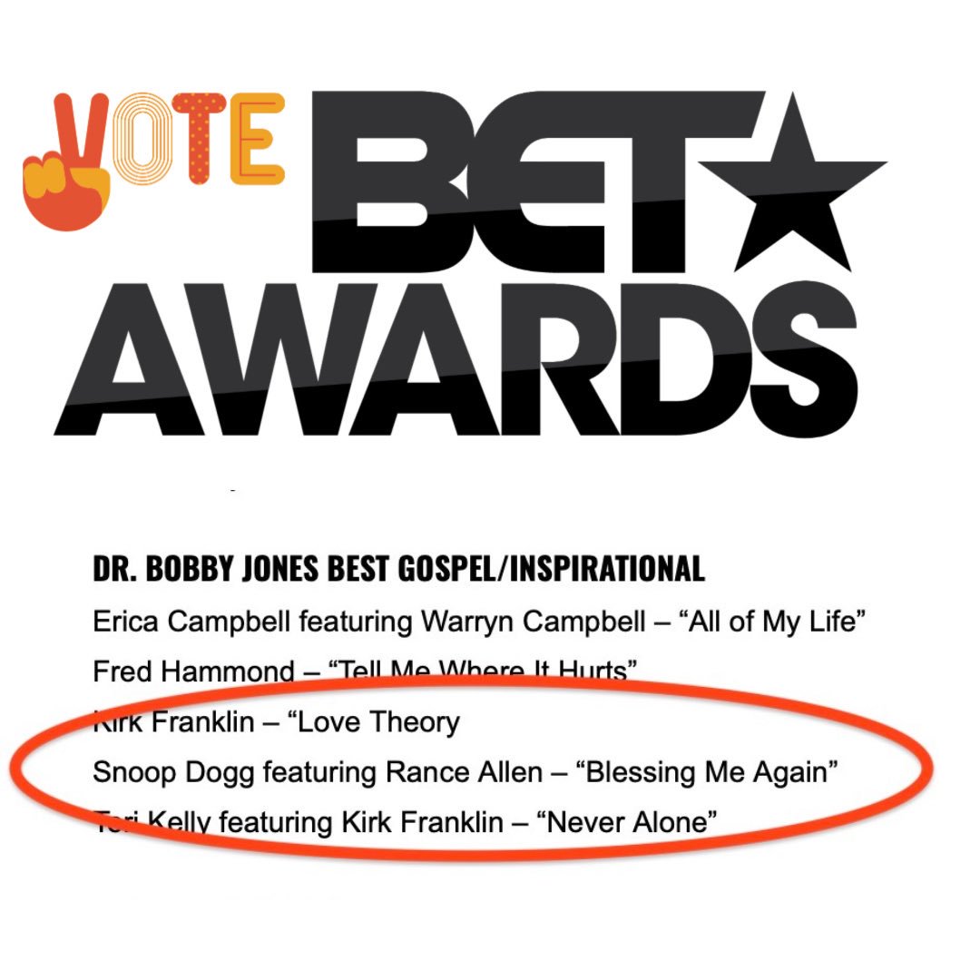 So good to be nominated for a BET Award alongside <a href="/SnoopDogg/">Snoop Dogg</a> !!! Looks like He’s Blessing Me Again! 😂