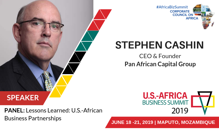 Stephen Cashin, CEO and Founder at <a href="/PACGAFRICA/">Pan African Capital</a> will discuss the lessons learned from U.S.-African Business Partnerships. Are you registered? If not do so here: ow.ly/MKVb50ugrW7
#AfricaBizSummit