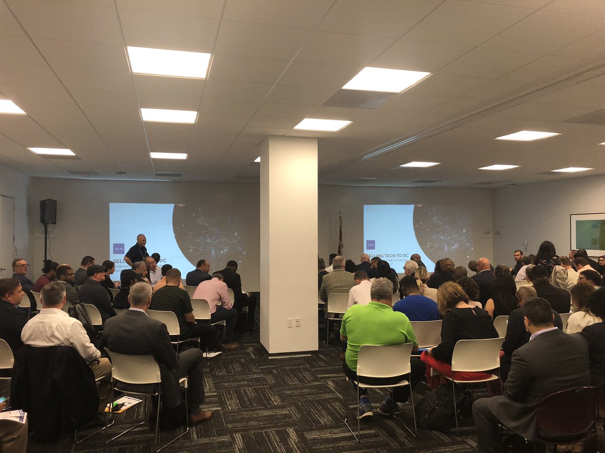 TheSiliconHill's tweet photo. In #DCtech events: It is standing room only at @dccto’s “Selling to DC” workshop, which will be starting in a few minutes. Couldn’t make it? Follow along using the #SellingTech2DC hashtag. https://t.co/QhodGIdbVk