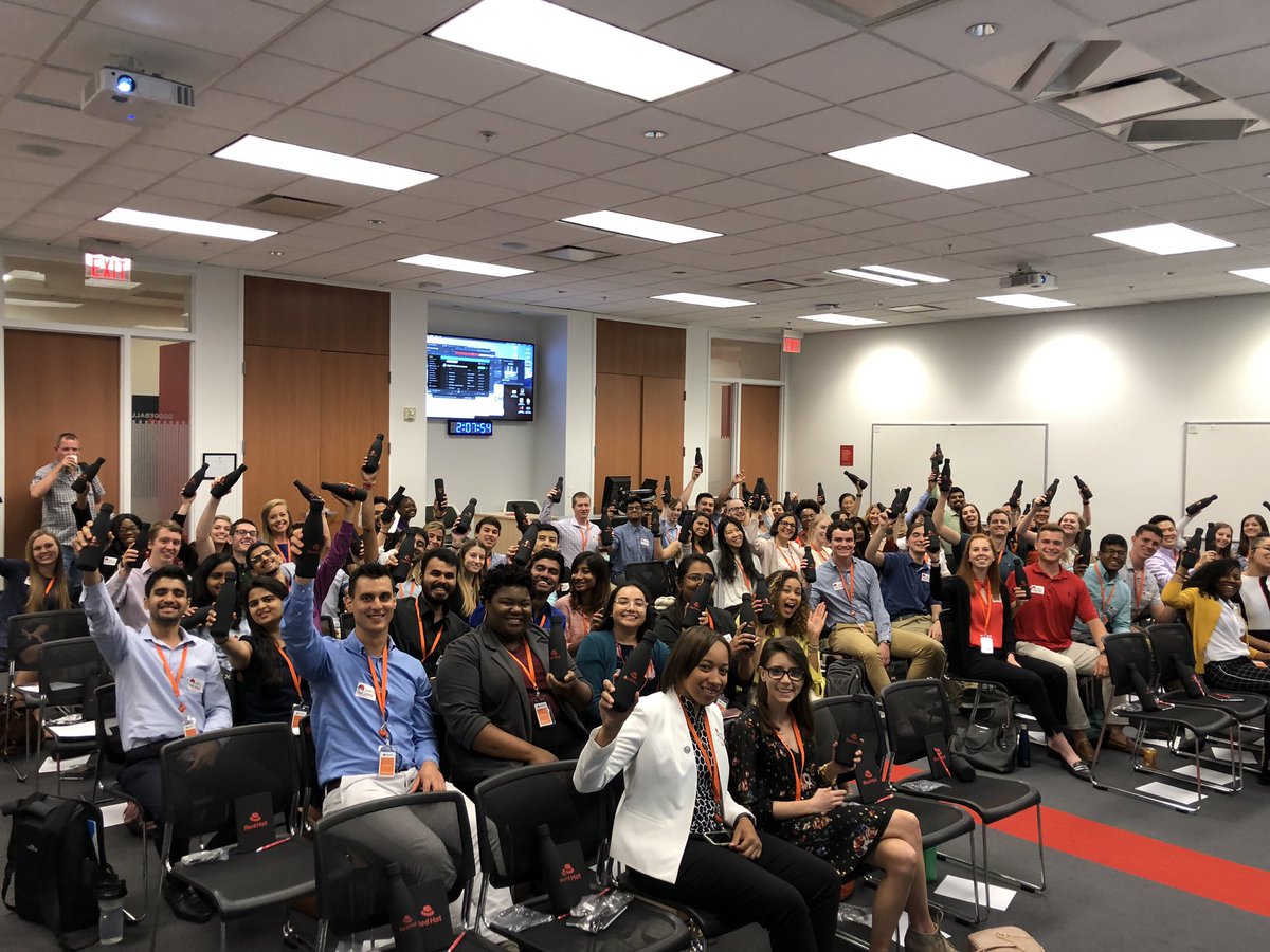 RedHatJobs's tweet photo. We are excited to welcome 84 summer interns across the Raleigh, Virginia, San Fransico, and Durham offices! #LifeAtRedHat https://t.co/J0tHYULC8x