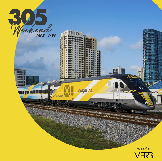 GoBrightline's tweet photo. #305Weekend is finally here and we are ready to celebrate! Join us today through Sunday for a Miami fiesta like no other! https://t.co/fIuUyJFcp1 🎉 https://t.co/7FUm4SebBd