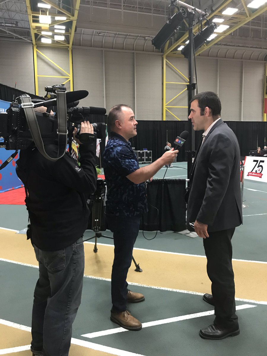 JudoCanada's tweet photo. Great media coverage in Edmonton with CEO Nicolas Gill ! Thank you @AdamCookCTV Merci pour la couverture média 📺 #opennationals #edmonton2019 #judo #judocanada https://t.co/T7rZue73Zm