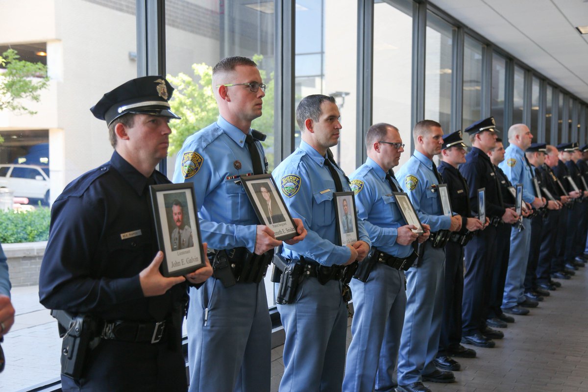 SGCountySheriff's tweet photo. Earlier this morning, we held a memorial service for all the fallen law enforcement officers in Sedgwick County that made the ultimate sacrifice. We will never forget you! 🖤💙🖤😢

Thank you Emily with @SedgwickCounty Communications for taking the photos.
#GoneButNotForgotten https://t.co/LHVzwwHOvJ
