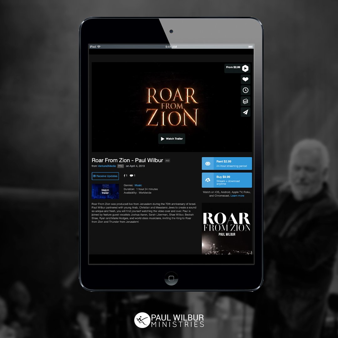 Rent or Buy Roar From Zion by Paul Wilbur.
Watch Now: bit.ly/2PaKL6I
#paulwilbur #wilburministries
