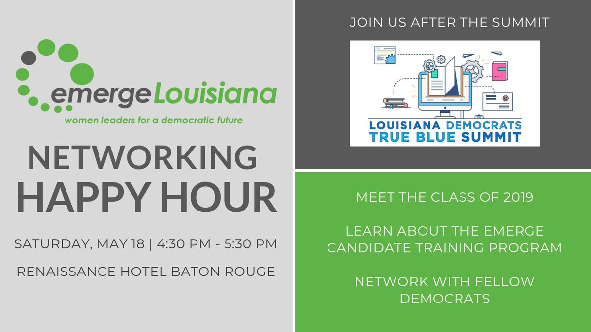EmergeLouisiana's tweet photo. Are you going to the @LaDemos #TrueBlueSummit this weekend??! We will be there with @EmergeLouisiana class members and alums! https://t.co/0cbcuhEn31