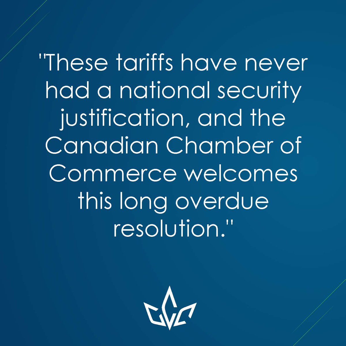 CdnChamberofCom's tweet photo. Today’s announcement of a deal to lift steel and aluminum tariffs is very positive news for Canadian businesses. To read our full statement, visit: https://t.co/YoFOtyjd3k https://t.co/8K8Pc6kOXS