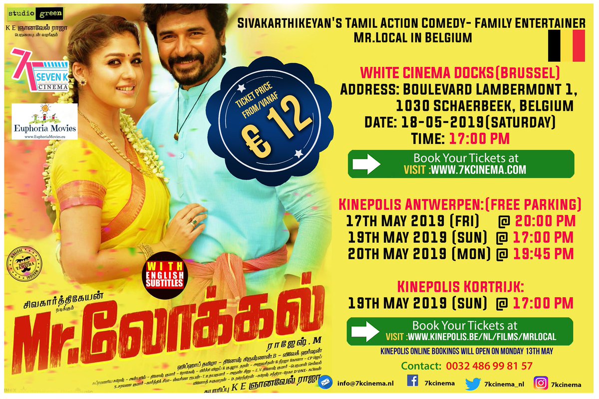 7kcinema_nl's tweet photo. #MrLocal now in NL🇳🇱,BE🇧🇪 & Lux🇱🇺
Tickets: @ https://t.co/JoPgB4vzdE
@StudioGreen2 @rajeshmdirector @Siva_Kartikeyan #Nayanthara @rajeshmdirector @DoneChannel1 @thinkmusicindia @hiphoptamizha @VigneshShivN @TMManiac
#MrLocalManiaStarts #MrLocalOnMay17 #MrLocalSummerMagic https://t.co/8MazgrmKR6