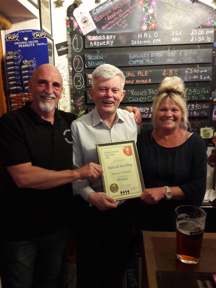 A well deserved award. Well done Gary and Julie from <a href="/HairOfTheDogPub/">Hair Of The Dog</a> on being named Thanet CAMRA’s Cider Pub of the Year 2019 (2nd year running).