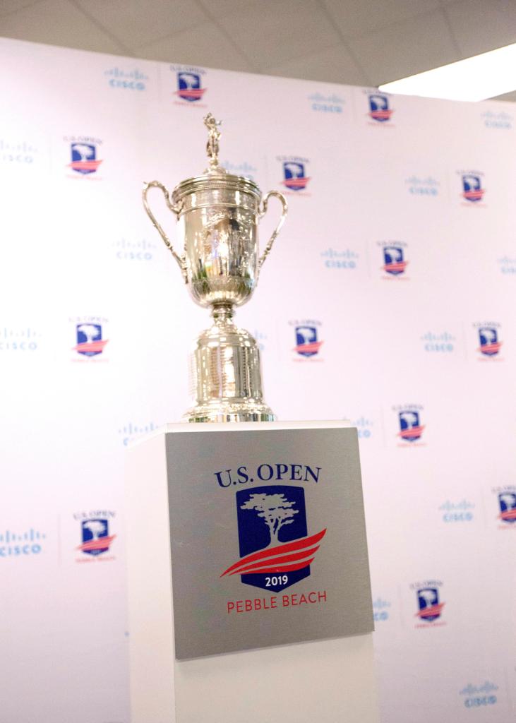 Cisco's tweet photo. The @USOpenGolf trophy 🏆 made a pit stop at Cisco HQ ahead of next month's Championship at Pebble Beach. ⛳ Cisco is proud to be the Official Technology Partner of the @USGA. #WeAreCisco #ConnectedCourse #RoadtoPebbleBeach https://t.co/JWoIpxHub0