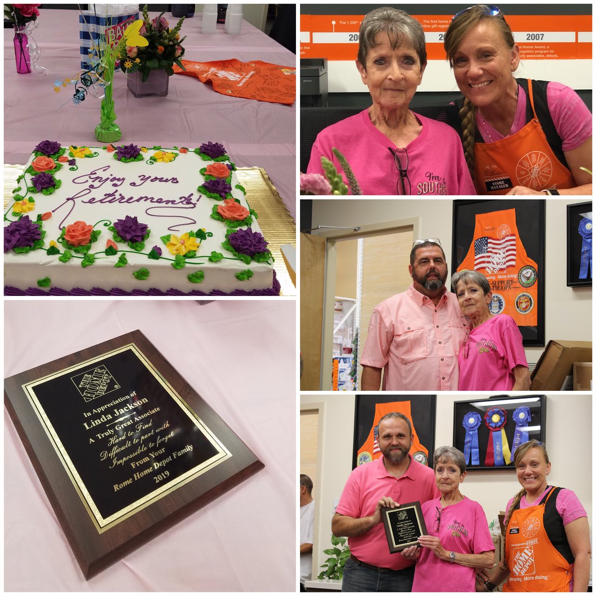 Today we celebrated Linda, she has officially retired from the Rome Home Depot family. With 23 years of service, she has been here from the very beginning in 1996. What an honor it was to see her first and last manager celebrate with her <a href="/altamarie1316/">Marie Collins</a> <a href="/Brad_Peebles/">BP</a> @AmackerHDHR
