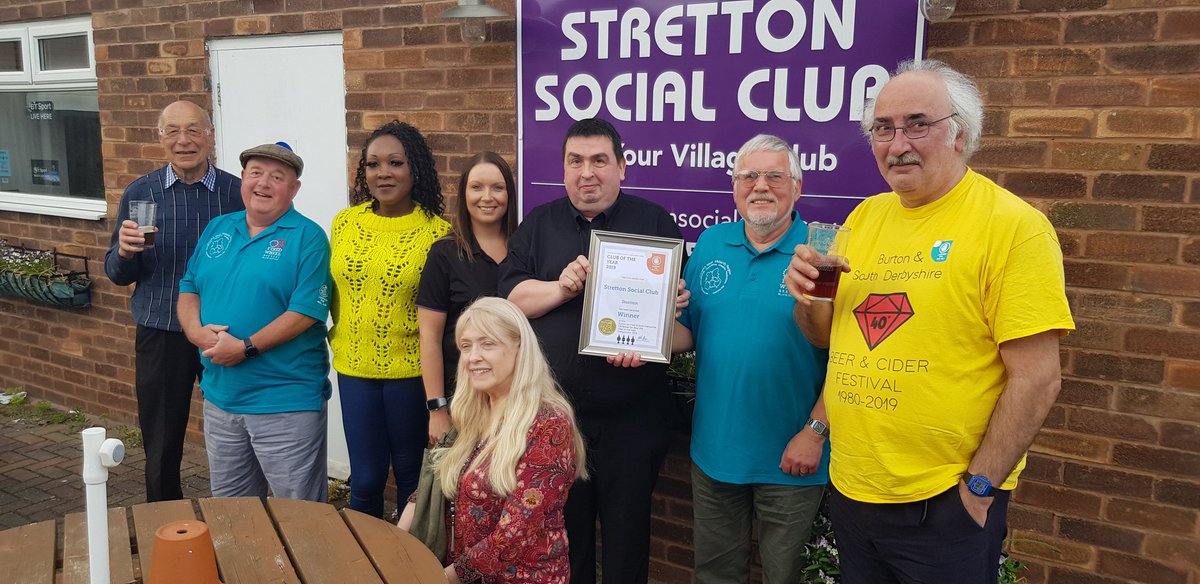 Strettonsocial1's tweet photo. Branch members of @BurtonCAMRA  congratulating the staff and committee of YOUR village club. https://t.co/we80puseSW