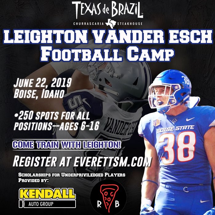 We just opened up registration for my Boise @everett_sm camp! Big thanks to @texasdebrazil @KendallAuto and #redbenchpizza for providing scholarships to deserving players!