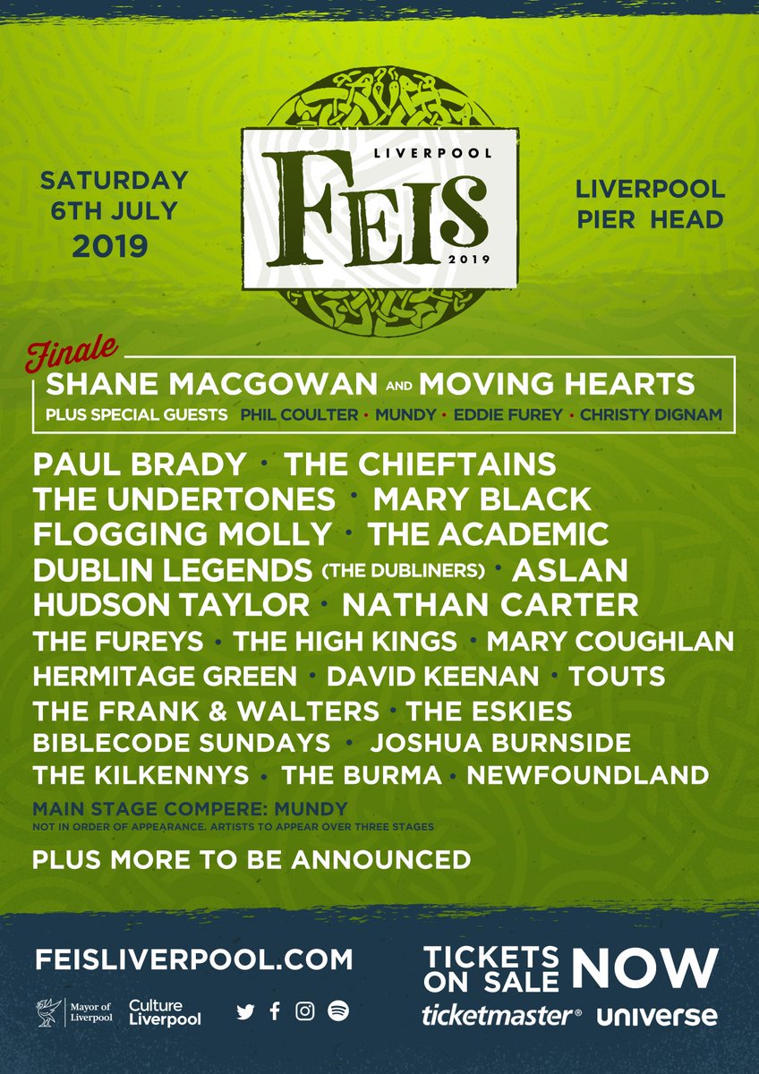 Don't miss <a href="/FeisLiverpool/">Feis Liverpool</a> with <a href="/thechieftains/">The Chieftains</a>, <a href="/floggingmolly/">Flogging Molly</a> and more on Saturday 6th July.

Get tickets here: fave.co/2HaIFkE