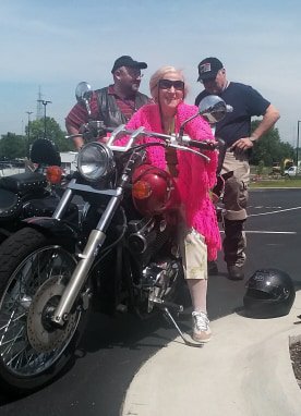 JewishFedSTL's tweet photo. Such a great day! We hosted a lunch for 150 members of the Jewish Motorcyclists Alliance. Each year the Alliance chooses a city with a Holocaust museum and holds a Ride2Remember. This year they even gave Holocaust survivor Rachel Goldman Miller her first motorcycle ride! #HMLC https://t.co/jlq99ngDGI