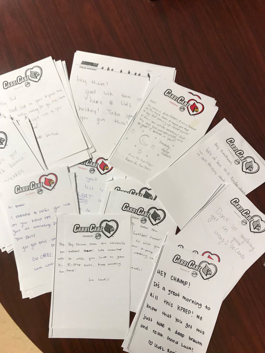 Thank you ⁦⁦@uofl⁩ athletes for the fabulous notes to our students who will be taking KPREP next week. We appreciate your encouraging words! #YouGotThisDolphins ⁦@JCPSKY⁩ ⁦@DunnDolphinsAP⁩ ⁦@DunnPrincipal⁩
