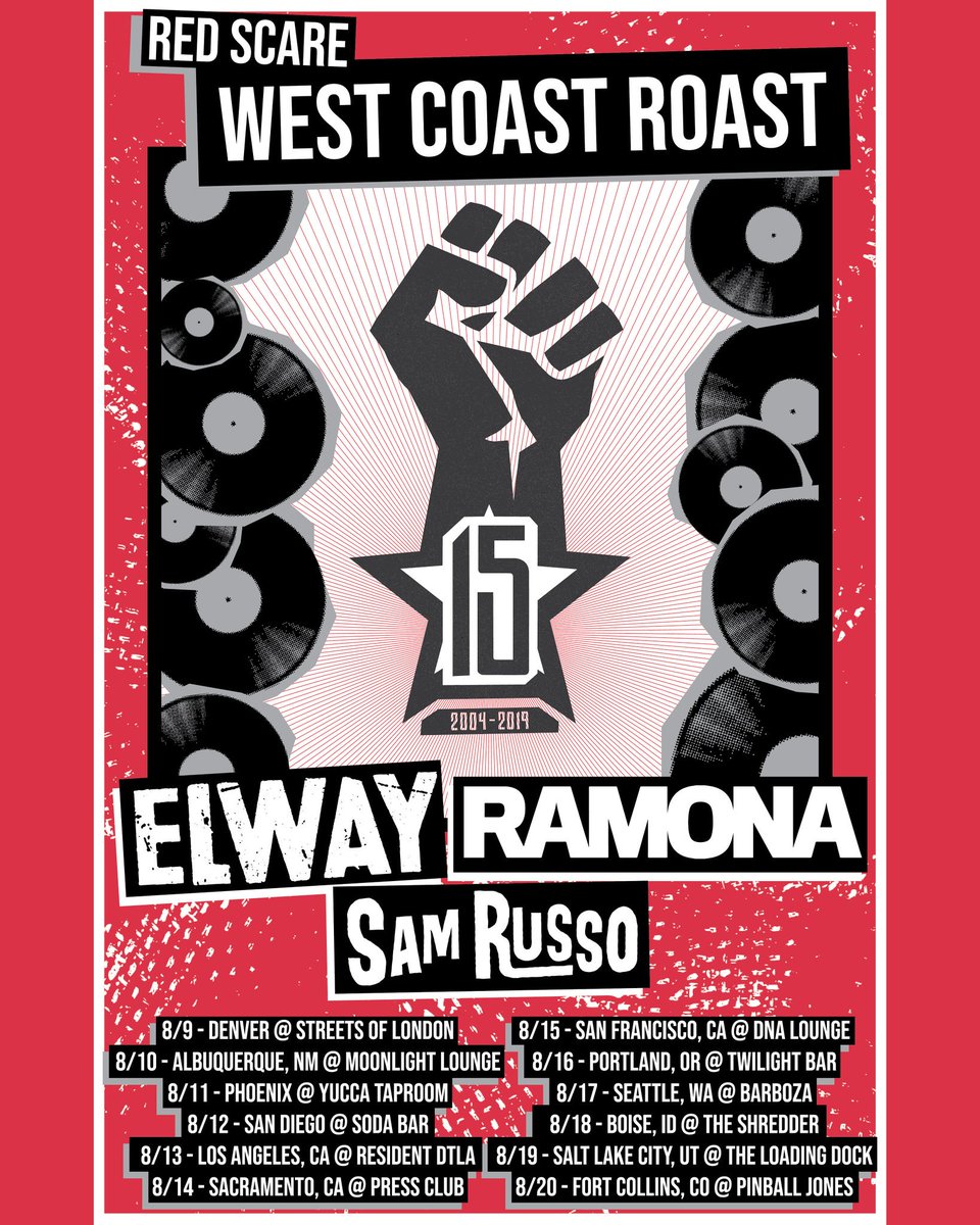 RedScare's tweet image. Everyone sleeps in out West, right? Here's what you missed: a #RedScareTour this August with @ElwayBand + @Hey_Yo_Ramona + @SamRussoMusic. Sharing is caring, so RT pleez! ✌🤝

Dates: redscare.net/site/tours/