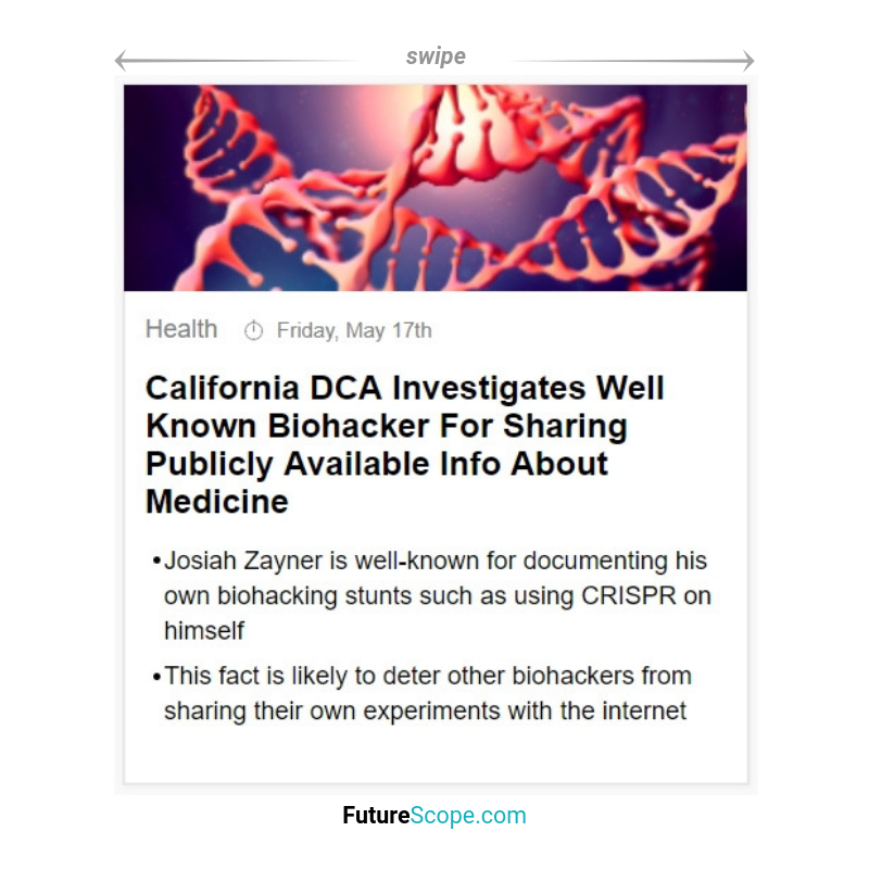 FutureScopeNews's tweet photo. Latest breakthrough #innovationinsight
California DCA Investigates Well Known Biohacker For Sharing Publicly Available Info About Medicine
#medicine #biohacker #biohacking #privacy #dca #Innovations #Singularity #trends #future #futurist #futuristic #futurism #futurescope https://t.co/HefgvhzdVf