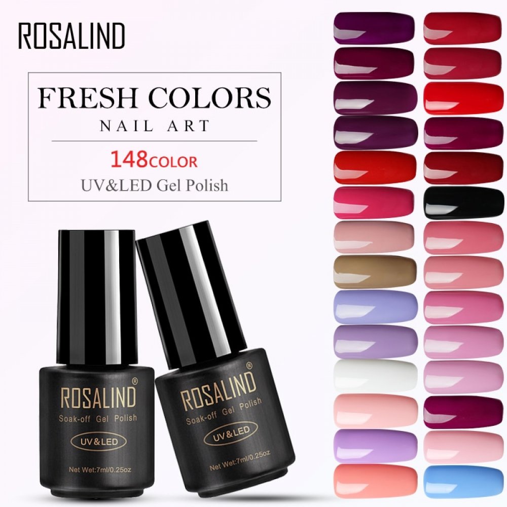 #nailgel ROSALIND Gel Varnishes 7ML Fresh Colors Nail gel Semi Permanent base top Coat UV Hybrid Gel nail polish for nail art manicure