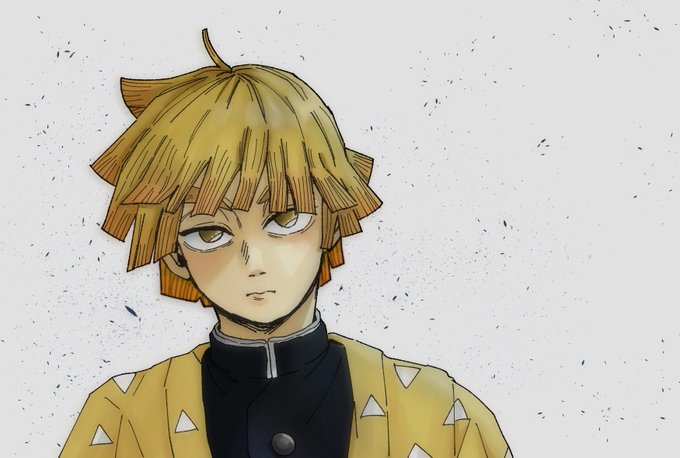 並々さんがTwitterに投稿した我妻善逸(鬼滅の刃)のイラスト。