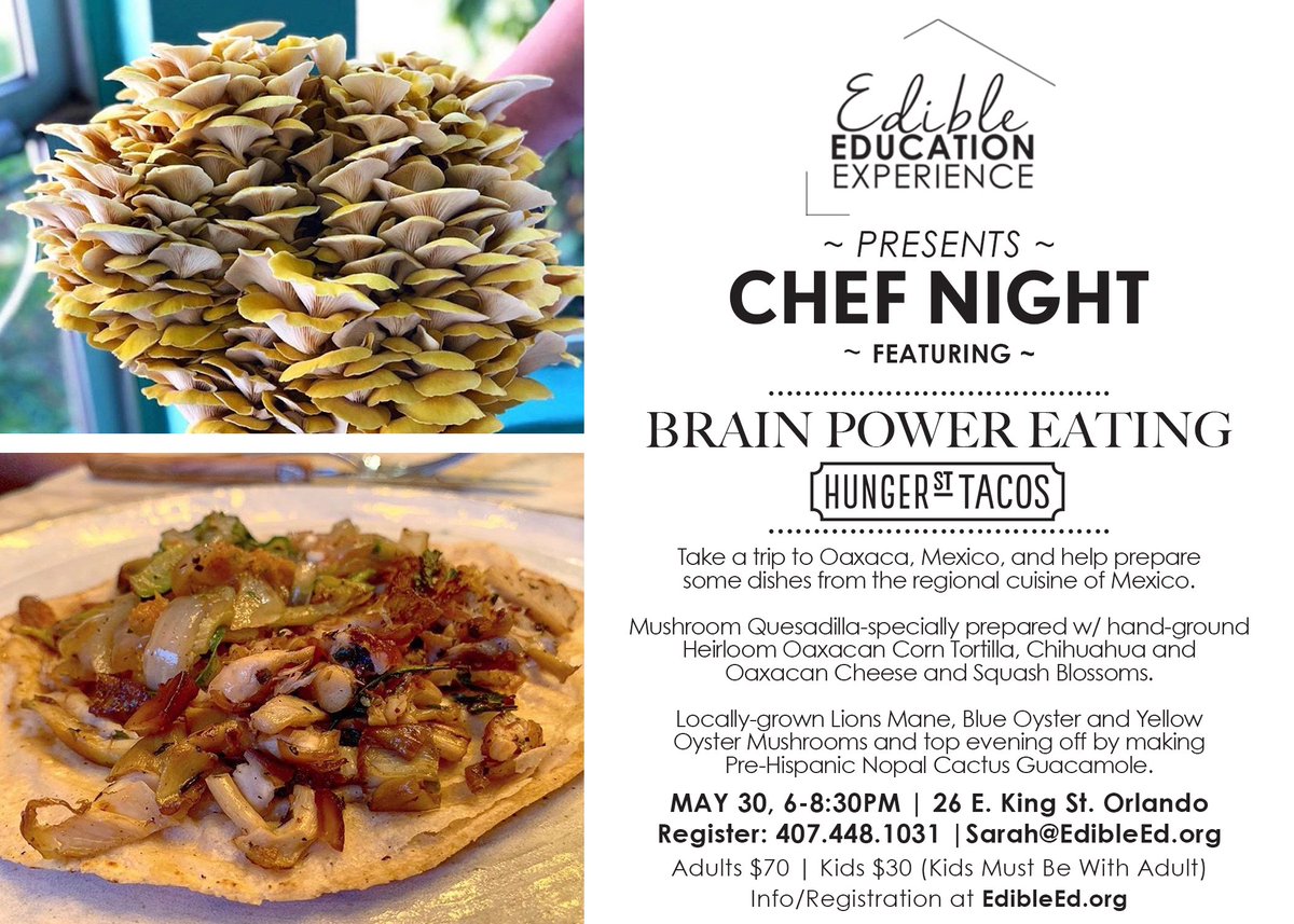 EdibleEdExp's tweet image. Chef Night with Hunger Street Tacos 5/30

Take a trip to Oaxaca, Mexico, and help prepare some dishes from the regional cuisine of Mexico.
•
Visit EdibleEd.org for more information.